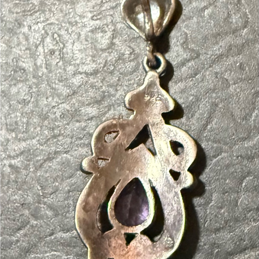 Vintage Sterling Silver and Amethyst Pendant - Picture 2 of 3